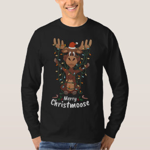 Merry Christmoose Christmas Moose Xmas Tree Lights T-Shirt