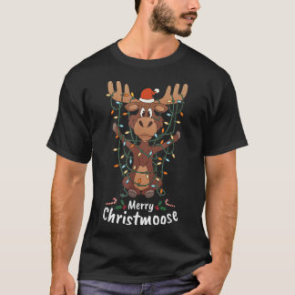 Merry Christmoose Christmas Moose Xmas Tree Lights T-Shirt