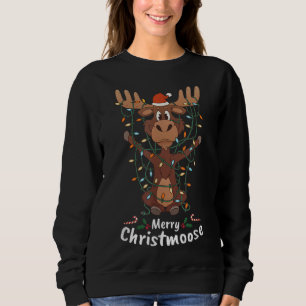 Merry Christmoose Christmas Mooses Xmas Tree Light Sweatshirt