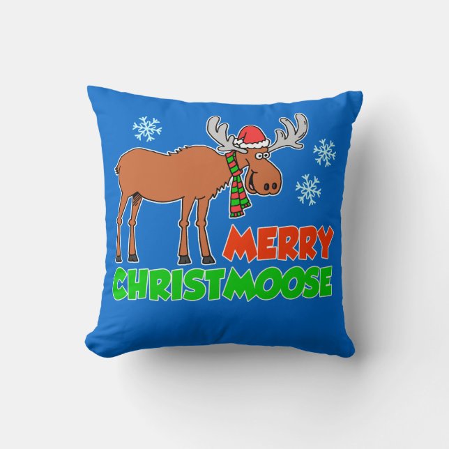 Merry Christmoose Christmas Pun Cushion (Front)