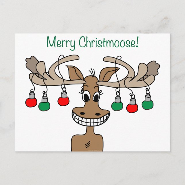 Merry Christmoose Festive Holiday Postcard (Front)