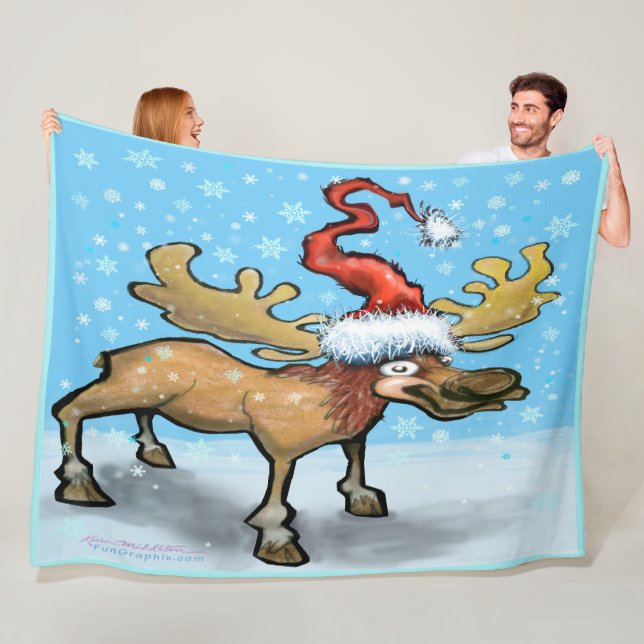 Merry Christmoose Fleece Blanket (In Situ)