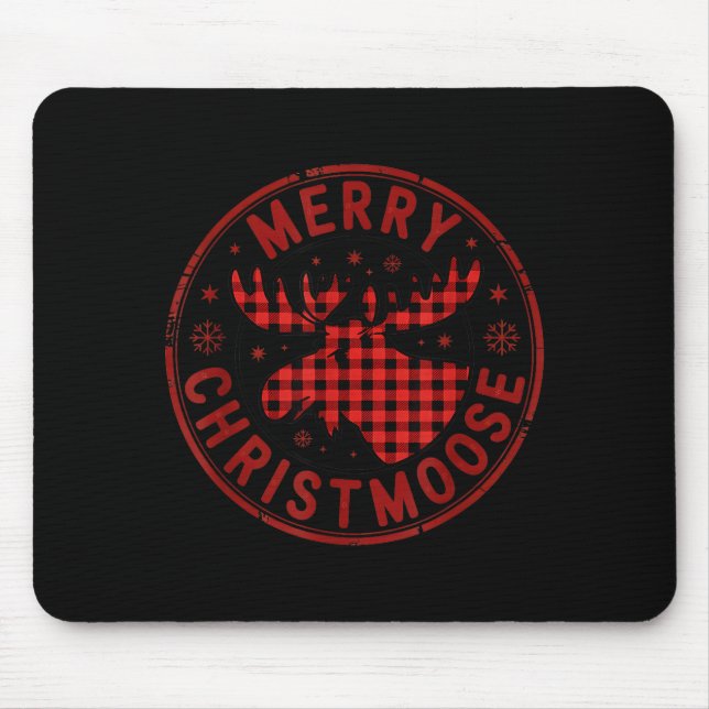 Merry Christmoose Funny Christmas Badge Moose Part Mouse Pad (Front)