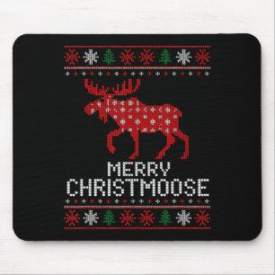 Merry Christmoose Funny Christmas Moose Sweater An Mouse Pad