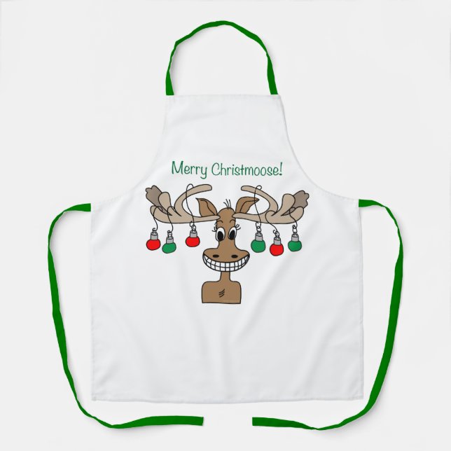 Merry Christmoose Holiday Apron (Front)