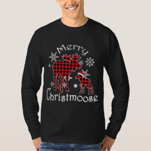 Merry Christmoose Moose Buffalo Red Plaid Christma T-Shirt