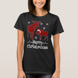 Merry Christmoose Moose Buffalo Red Plaid Christma T-Shirt