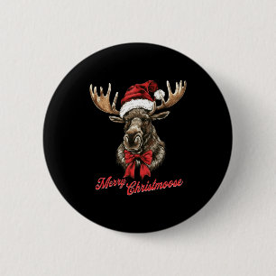 Merry Christmoose Santa Hat Christmas Holiday Moos 6 Cm Round Badge