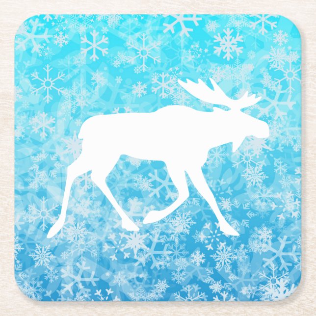 Merry Christmoose Square Paper Coaster (Front)
