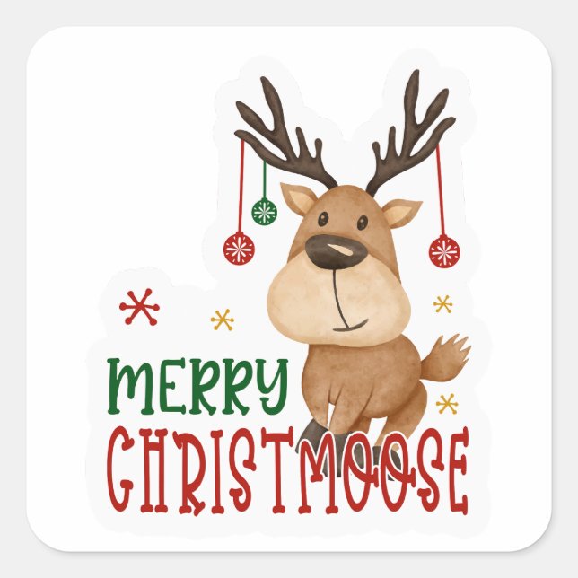 Merry Christmoose Square Sticker (Front)