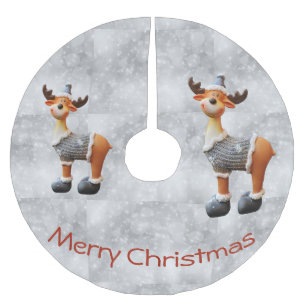 Merry Christmoose wearing a hat Brushed Polyester Tree Skirt