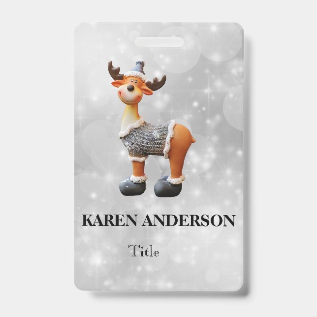 Merry Christmoose wearing a hat   ID Badge (Front)