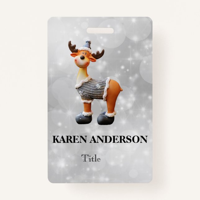 Merry Christmoose wearing a hat   ID Badge (Front)