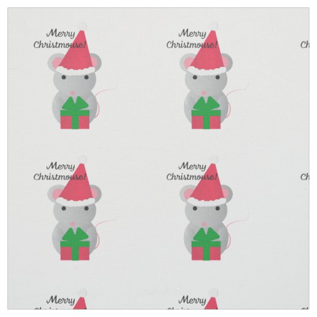 Merry Christmouse Cute Christmas Mouse Fabric (Swatch)