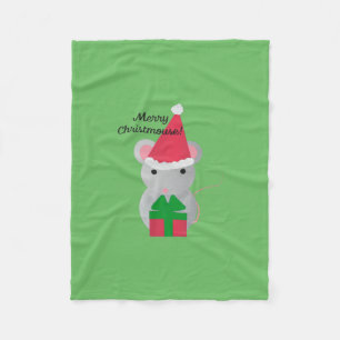 Merry Christmouse Cute Christmas Mouse Fleece Blanket