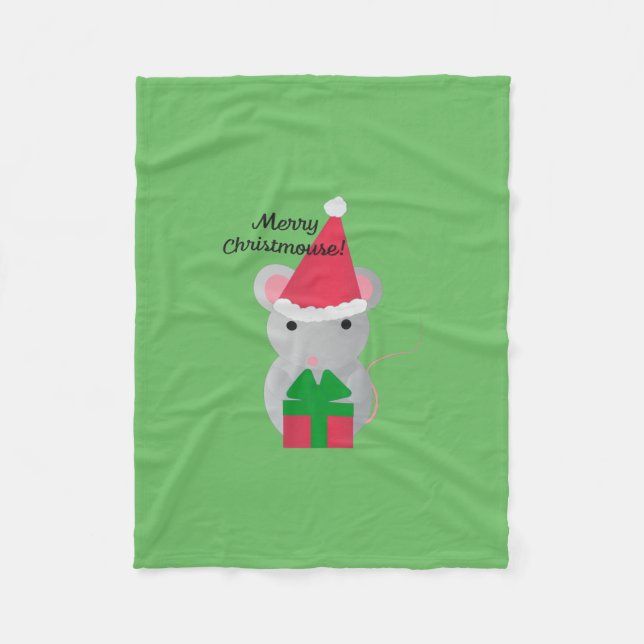 Merry Christmouse Cute Christmas Mouse Fleece Blanket (Front)