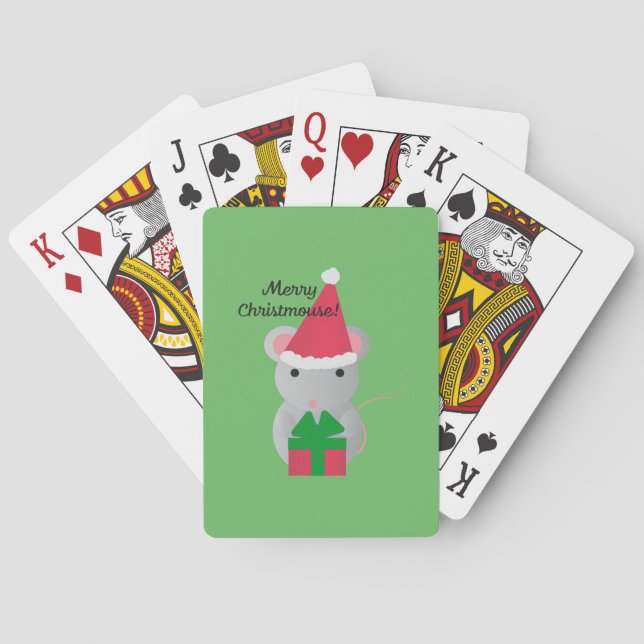 Merry Christmouse Cute Christmas Mouse Playing Cards (Back)