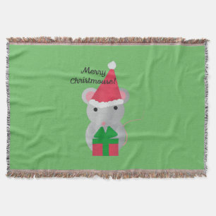 Merry Christmouse Cute Christmas Mouse Throw Blanket