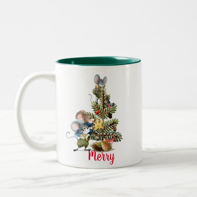 Merry Christmouse Two-Tone Coffee Mug (Left)