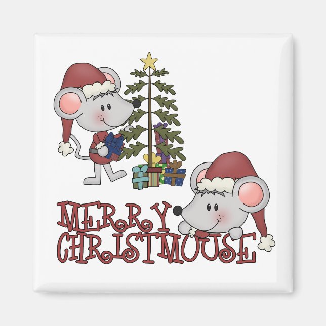 Merry Christmouse With Tree Magnet (Front)