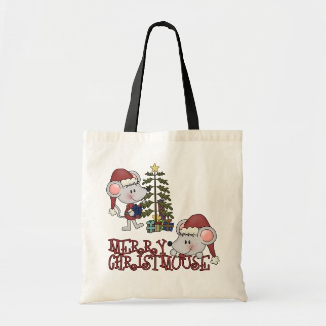 Merry Christmouse With Tree Tote Bag (Front)