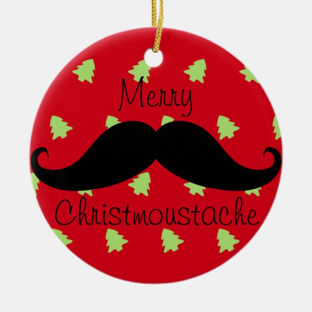Merry Christmoustache Ornament Round (Front)