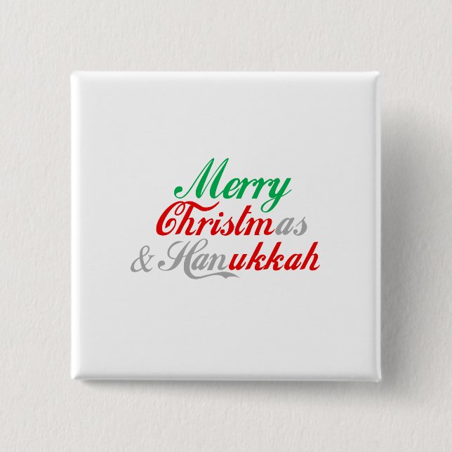 MERRY CHRISTMUKKAH 15 CM SQUARE BADGE (Front)