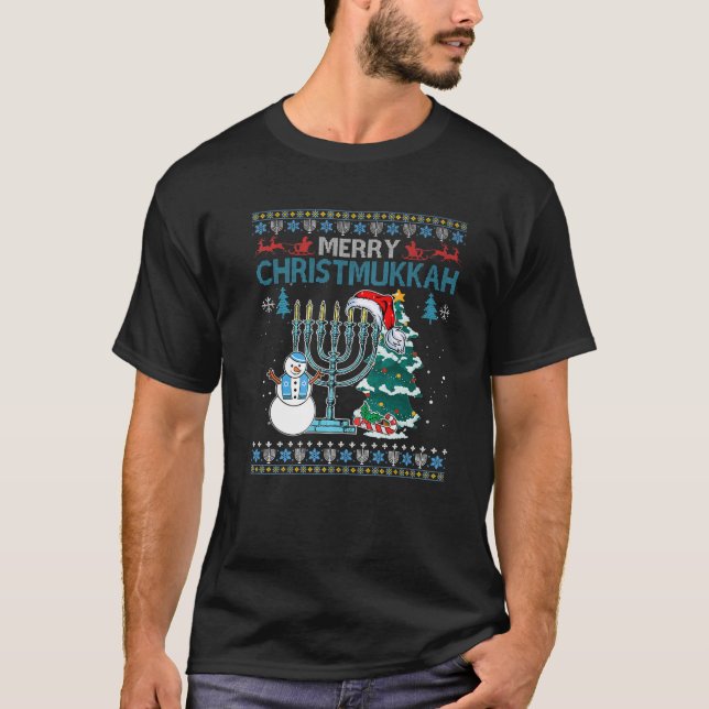 Merry Christmukkah Christmas Xmas Pajama Hanukkah  T-Shirt (Front)