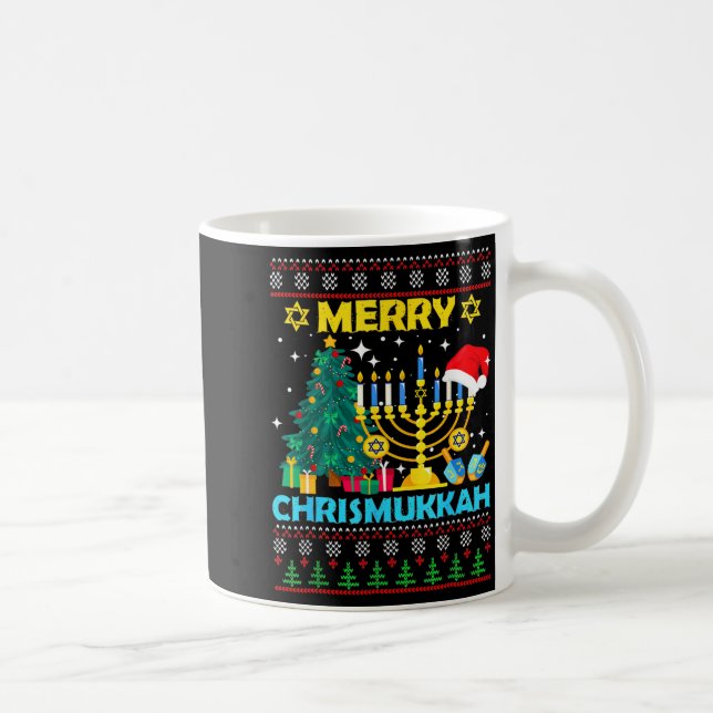 Merry Christmukkah Hanukkah Christmas Tree Xmas Fa Coffee Mug (Right)