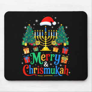 Merry Christmukkah Hanukkah Christmas Tree Xmas Fa Mouse Pad