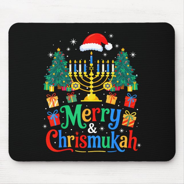 Merry Christmukkah Hanukkah Christmas Tree Xmas Fa Mouse Pad (Front)