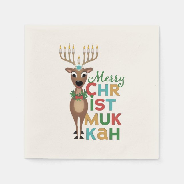 Merry Christmukkah Reindeer Napkin (Front)