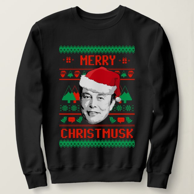 Merry Christmusk UGLY CHRISTMAS SWEATER (Design Front)