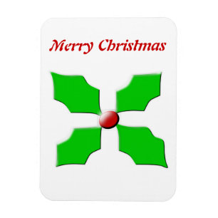 Merry Christrmas Holly Customisable Premium Magnet