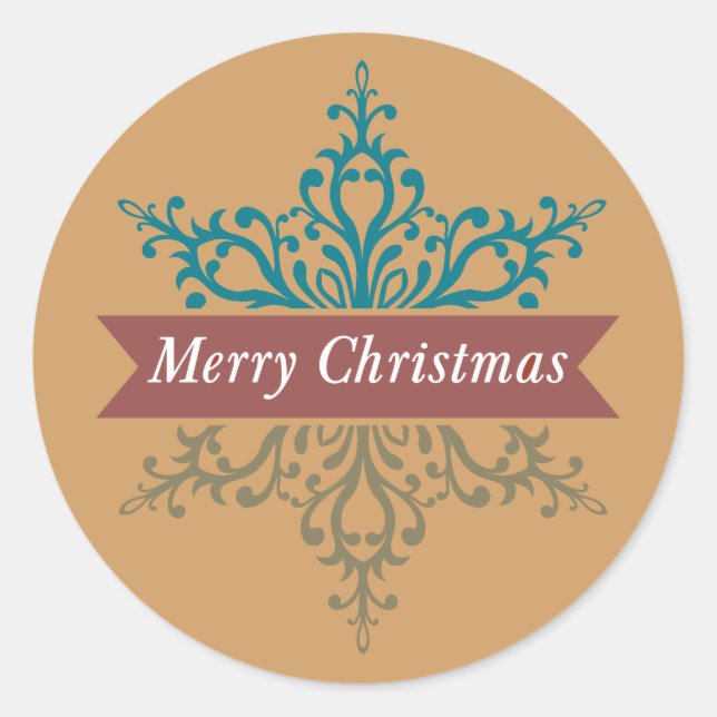 Merry Chritsmas Snowflake Holiday Stickers (Front)
