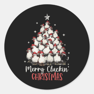 Merry Cluckin Christmas Funny Christmas Chickens F Classic Round Sticker