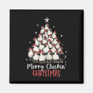 Merry Cluckin Christmas Funny Christmas Chickens F Magnet