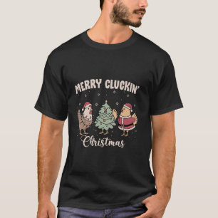 Merry Cluckin Christmas Santa Hat Chicken Lovers X T-Shirt