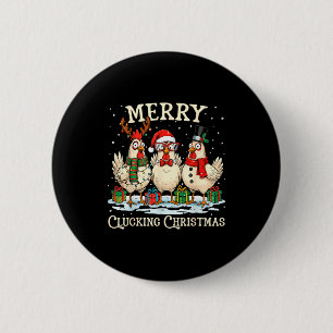Merry Clucking Christmas Chicken Farm Animal Xmas 6 Cm Round Badge
