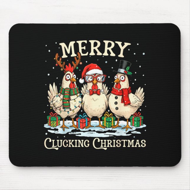 Merry Clucking Christmas Chicken Farm Animal Xmas  Mouse Pad (Front)