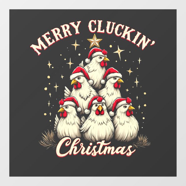 Merry Clucking Christmas Funny Chicken Roosters  (Sheet)