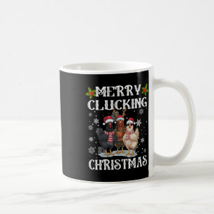 Merry Clucking Christmas Funny Chicken Santa Hat L Coffee Mug