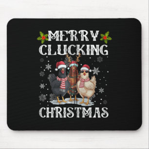 Merry Clucking Christmas Funny Chicken Santa Hat L Mouse Pad