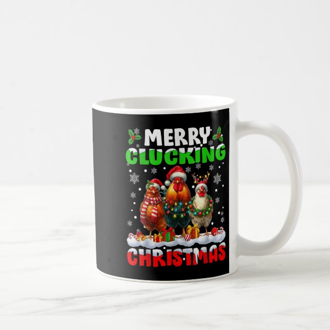 Merry Clucking Christmas Funny Chicken Santa Hat X Coffee Mug (Right)