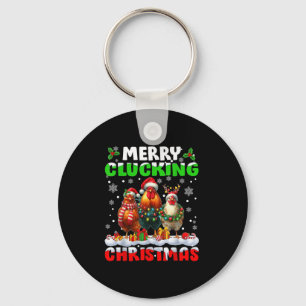 Merry Clucking Christmas Funny Chicken Santa Hat X Key Ring