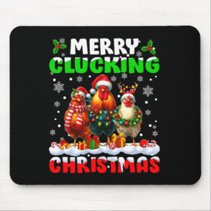 Merry Clucking Christmas Funny Chicken Santa Hat X Mouse Pad