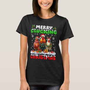 Merry Clucking Christmas Funny Chicken Santa Hat X T-Shirt