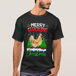 Merry Clucking Christmas Funny Chicken Xmas Lights T-Shirt