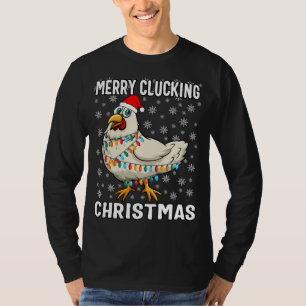 Merry Clucking Christmas Santa Hat Chicken T-Shirt