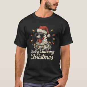 Merry Clucking Christmas Vintage Chicken Christmas T-Shirt